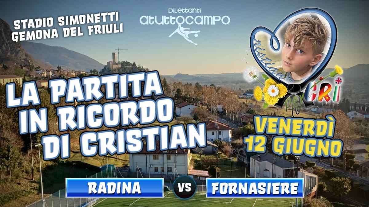 L'EVENTO - Questa sera in campo a Gemona nel ricordo di Cristian
