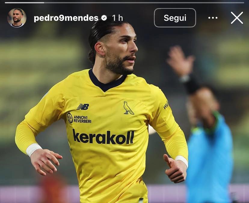 Pedro Mendes e la storia pubblicata su instagram 