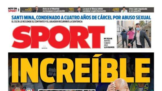 PORTADA | Sport, con la remontada del Real Madrid: "Increíble"