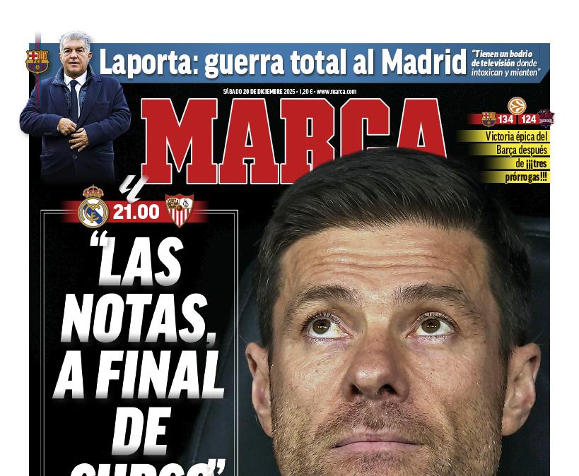 "Las notas, a final de curso", destaca Marca en su portada