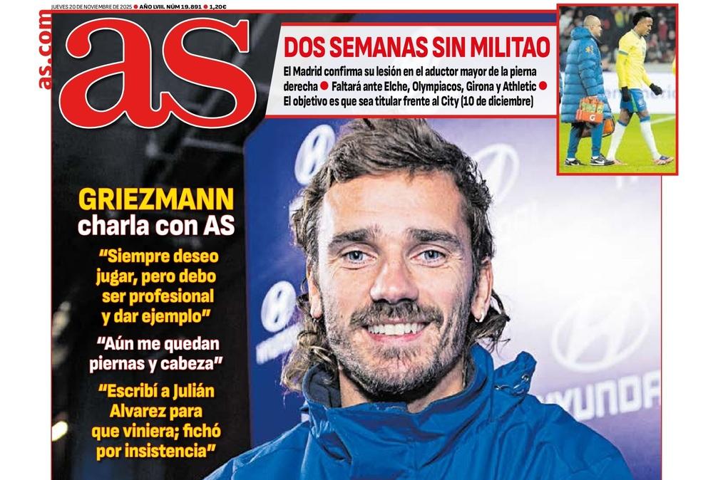 Griezmann, en la portada de AS: "Quiero más: Champions, Liga..."