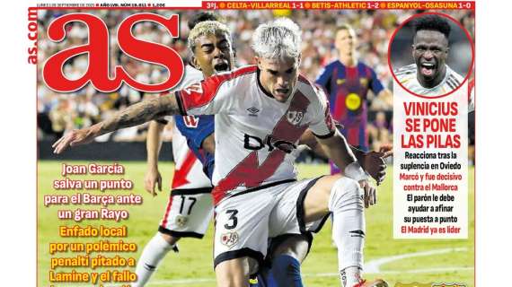 "Indignación en Vallecas", titula el AS con la polémica arbitral sufrida por el Rayo ante el Barcelona