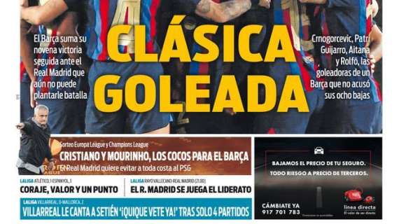 PORTADA | Sport: "Cristiano y Mourinho, los cocos para el Barça"