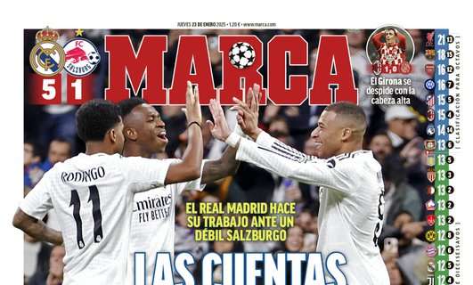 La primera plana de Marca abre con el Real Madrid 5-1 Salzburgo