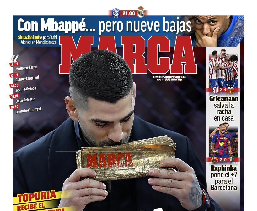 "Con Mbappé... pero nueve bajas", destaca el Marca en su portada