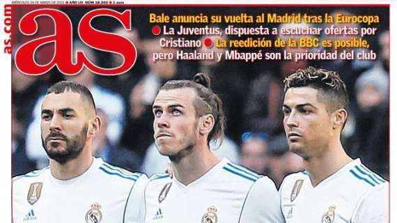 PORTADA - As: "Bale, Benzema y Cristiano: regreso al futuro"