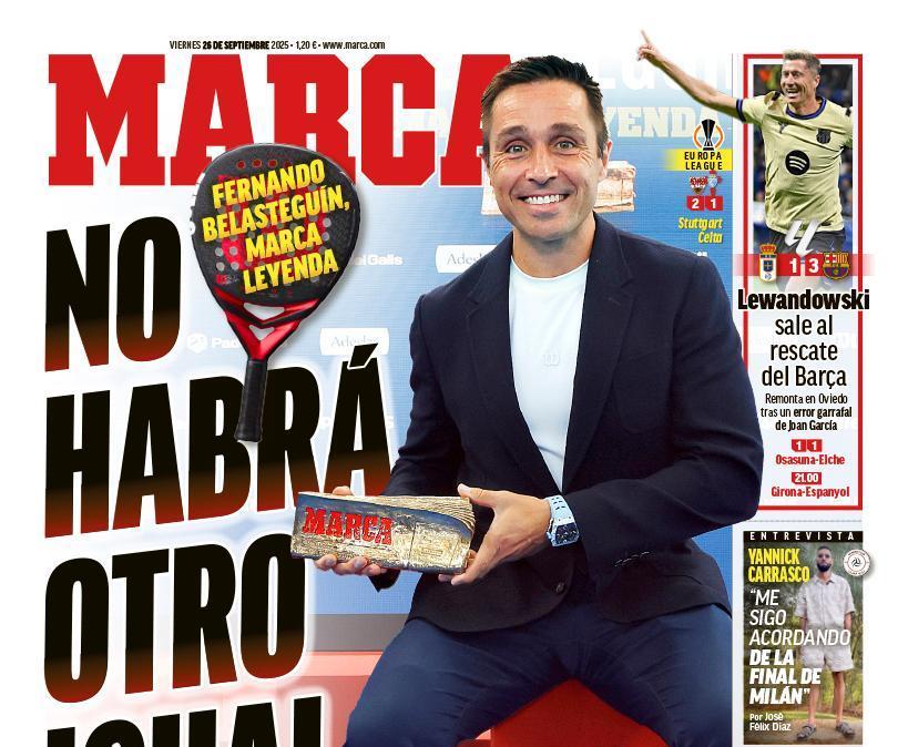 Carrasco en la portada de Marca: "Me sigo acordando de la final de Milán"