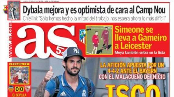 PORTADA - As: "Isco titular por aclamación"