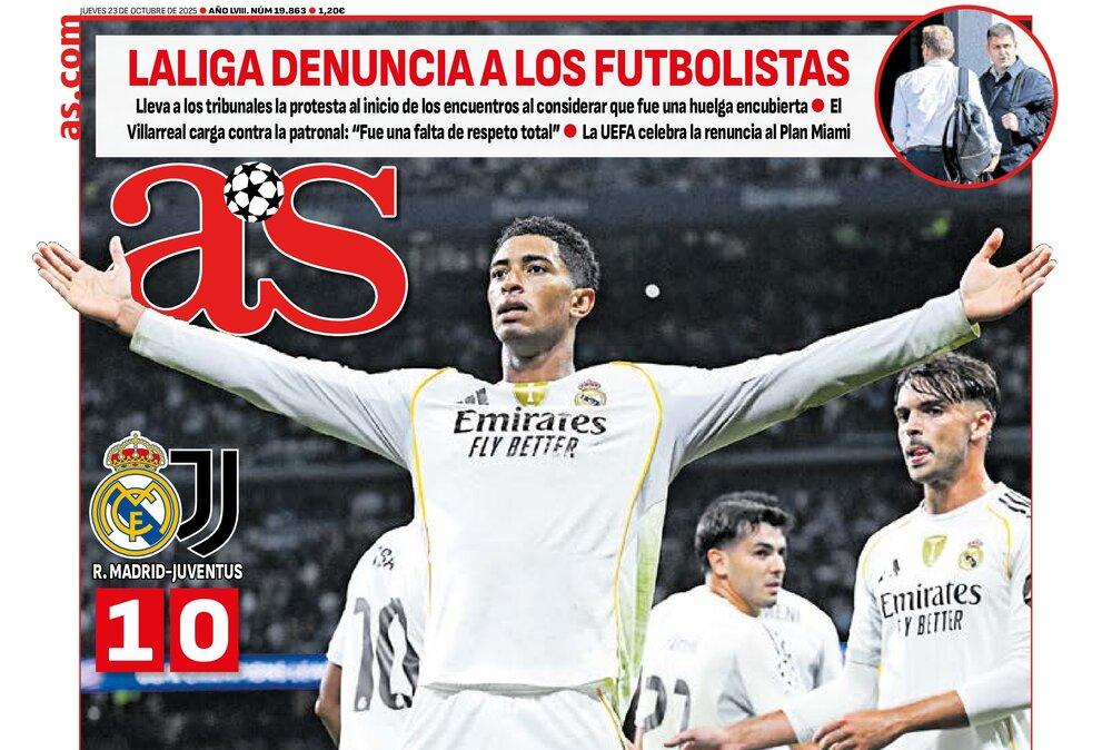 AS destaca en portada el Real Madrid 1-0 Juventus