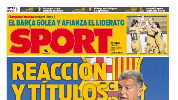 PORTADA | Sport: "Reacción y títulos"