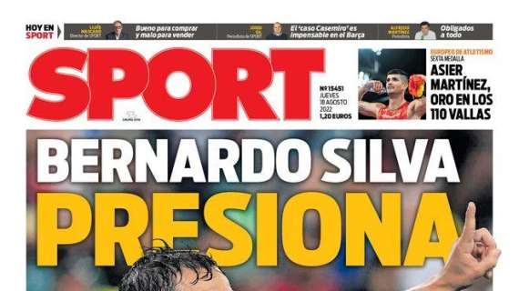 PORTADA | Sport: "Bernardo Silva presiona"