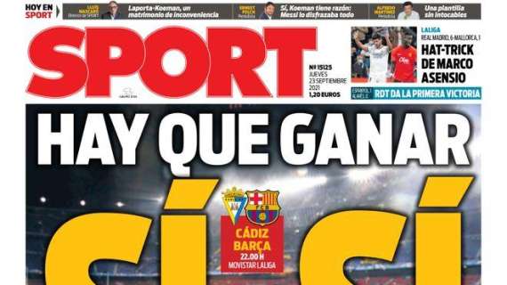 PORTADA | Sport avisa al Barça: "Hay que ganar sí o sí"