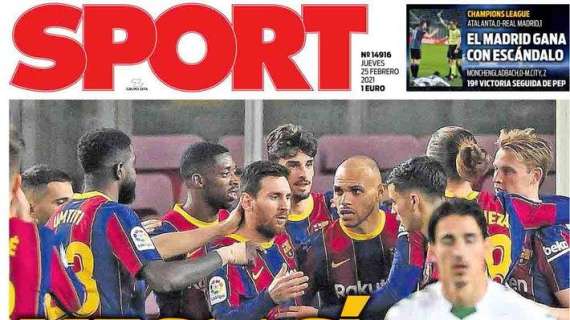 PORTADA - Sport, con la victoria del Barcelona: "Messi sí tira del carro"