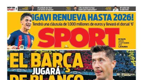 PORTADA | Sport: "El Barça jugará de blanco"