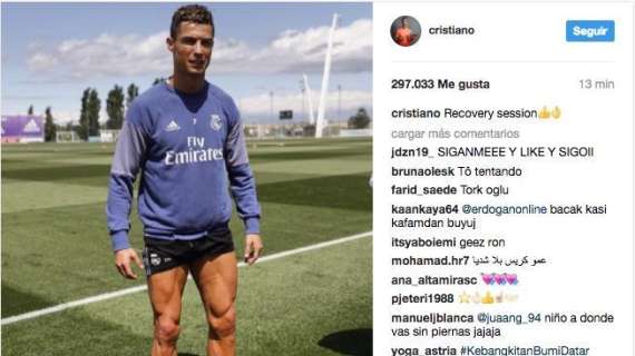 FOTO - Cristiano presume de su trabajado tren inferior: "Sesión de recuperación"