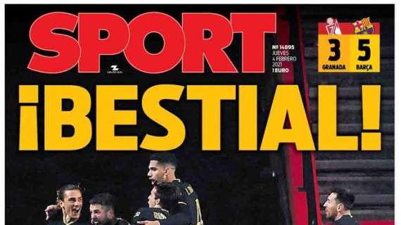 PORTADA - Sport, con la victoria del Barcelona: “¡Bestial! Remontada de campeón"