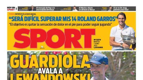 PORTADA | Sport: "Guardiola avala a Lewandowski"