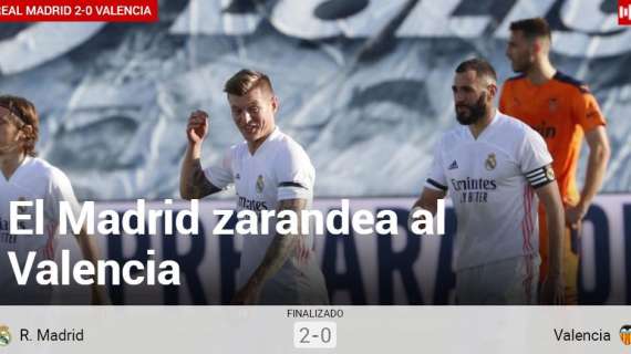 Marca: "El Madrid zarandea al Valencia"