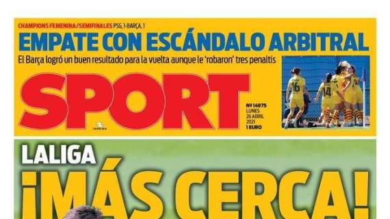 PORTADA | Sport: "LaLiga, más cerca"