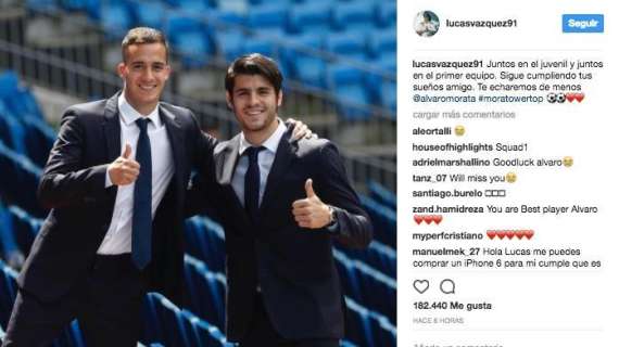 FOTO - Lucas a Morata: "Juntos en el juvenil y juntos en el primer equipo. Sigue cumpliendo tus sueños amigo"