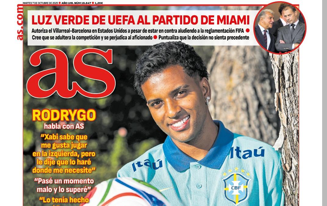 AS abre con Rodrygo: "Mientras el Madrid quiera estaré aquí"
