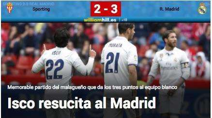 Marca: "Isco resucita al Madrid"