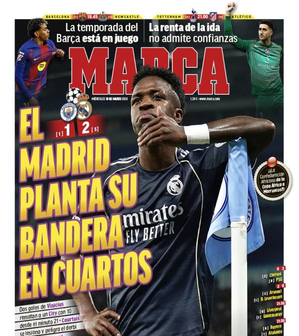 La eliminación del Manchester City a manos del Real Madrid protagoniza las portadas