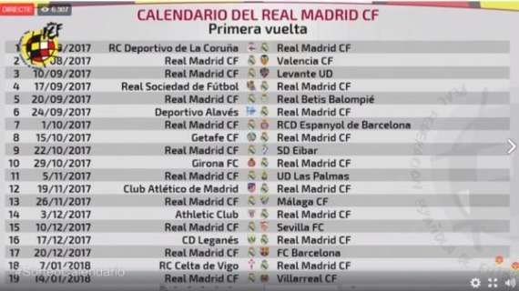 FOTO - Revisa aquí todas las fechas de los partidos del Madrid en la 1ra vuelta
