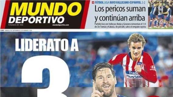 PORTADA - Mundo Deportivo también hace referencia al derbi: "Liderato a tres bandas"