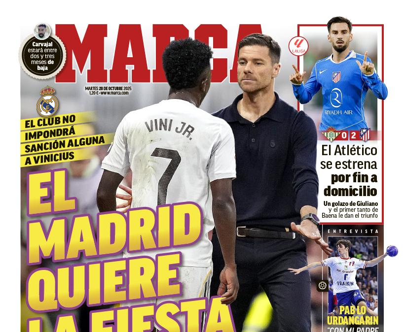 El caso Vinicius - Xabi Alonso, en la portada de Marca