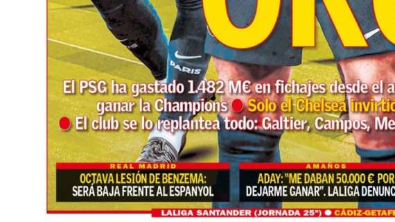 PORTADA | AS: "Octava lesión de Benzema: será baja frente al Espanyol"