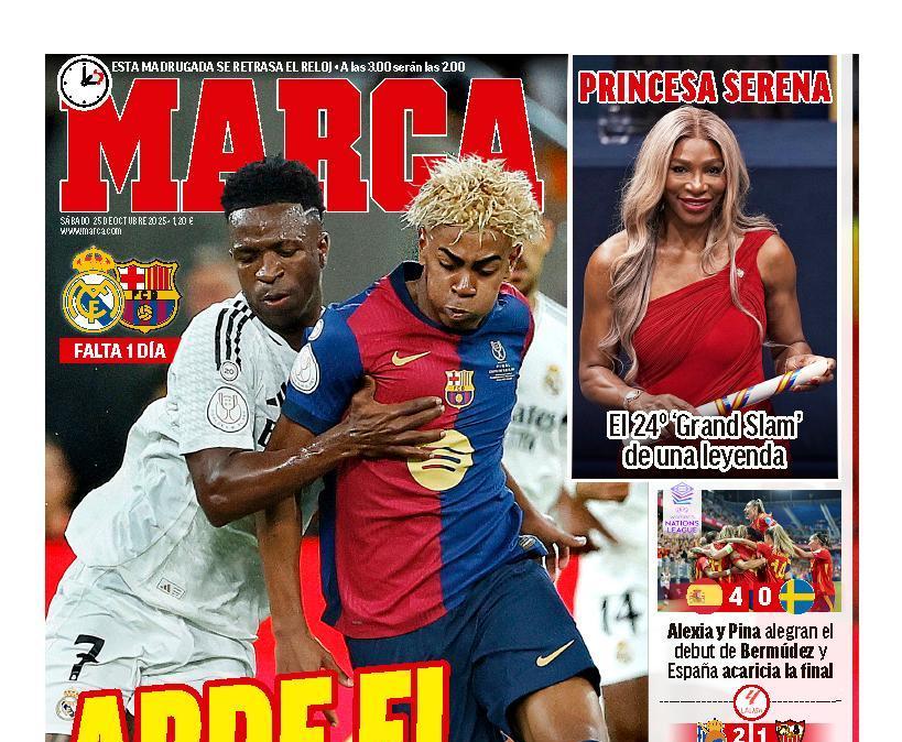 "Arde el clásico" en la portada de este sábado en Marca