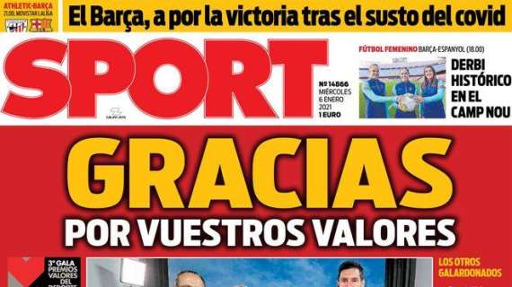 PORTADA - Sport: "Gracias por vuestros valores"