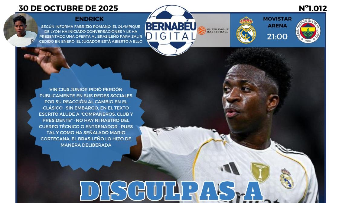 La carta de Vinicius protagoniza la Portada BD de hoy