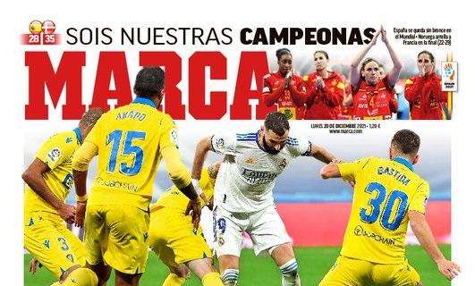 PORTADA | Marca: "Atasco. El Madrid, incapaz de derribar el muro del Cádiz"