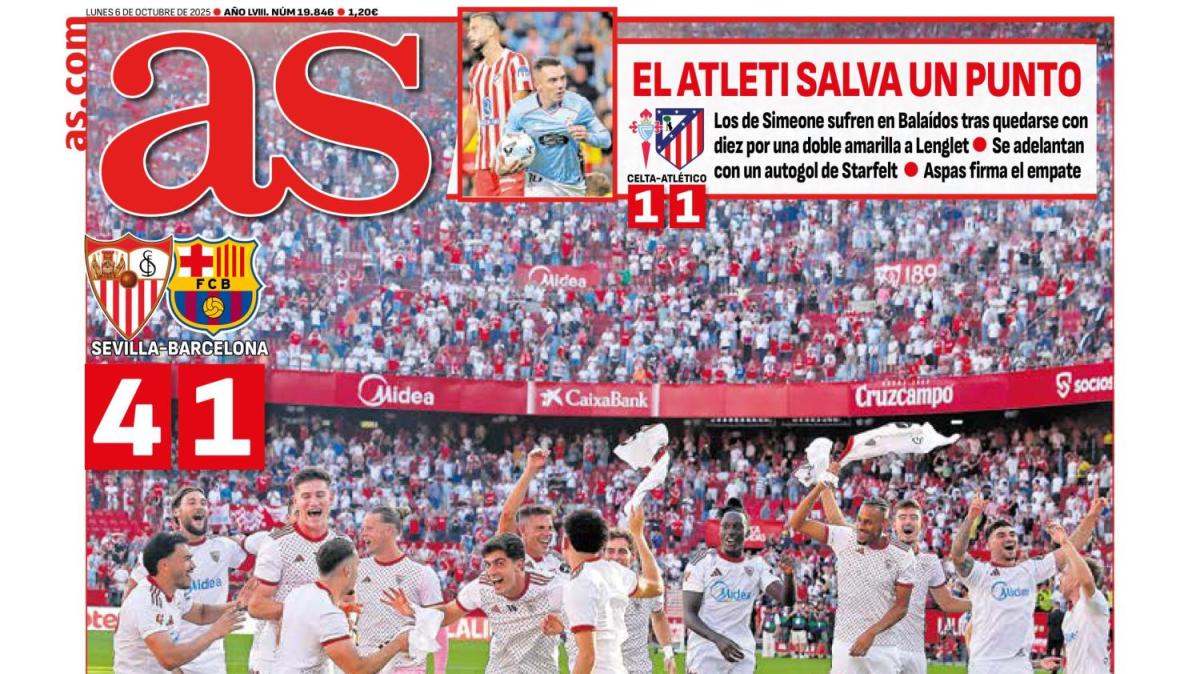 "El Sevilla baila al Barça" titula AS en su portada 