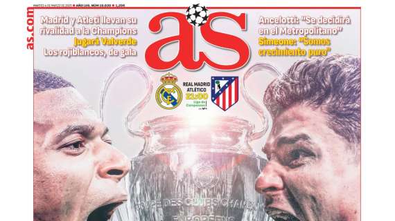 "El derbi de Europa": el Real Madrid - Atlético, en la portada de AS