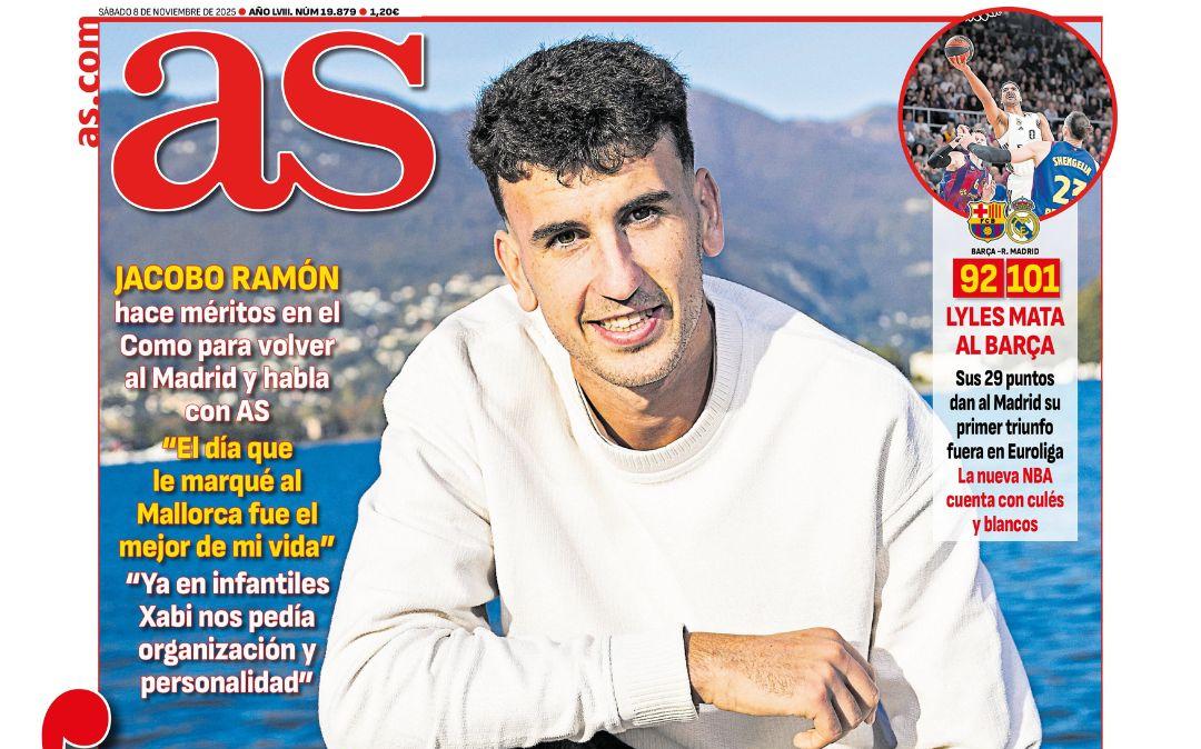 AS destaca en su portada los deseos de Jacobo Ramón de volver al Real Madrid
