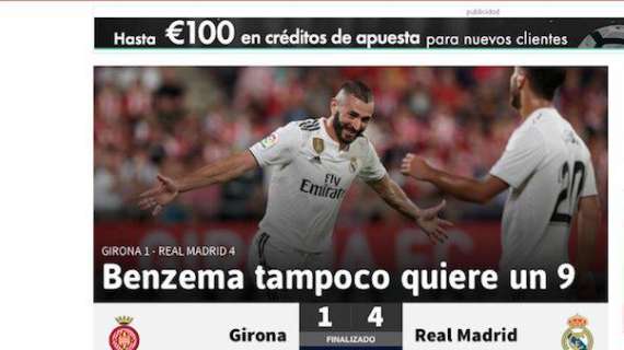 AS alaba a Karim Benzema tras su doblete: "Benzema tampoco quiere un "9"