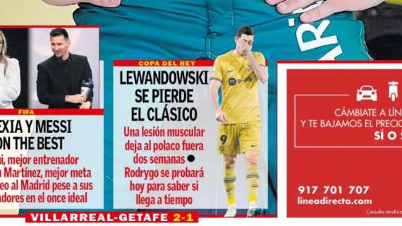 PORTADA | AS: "Lewandowski se pierde el clásico"