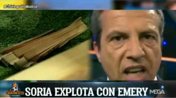 VÍDEO - Soria explota y rompe su abanico: "¡Ay Emery!"