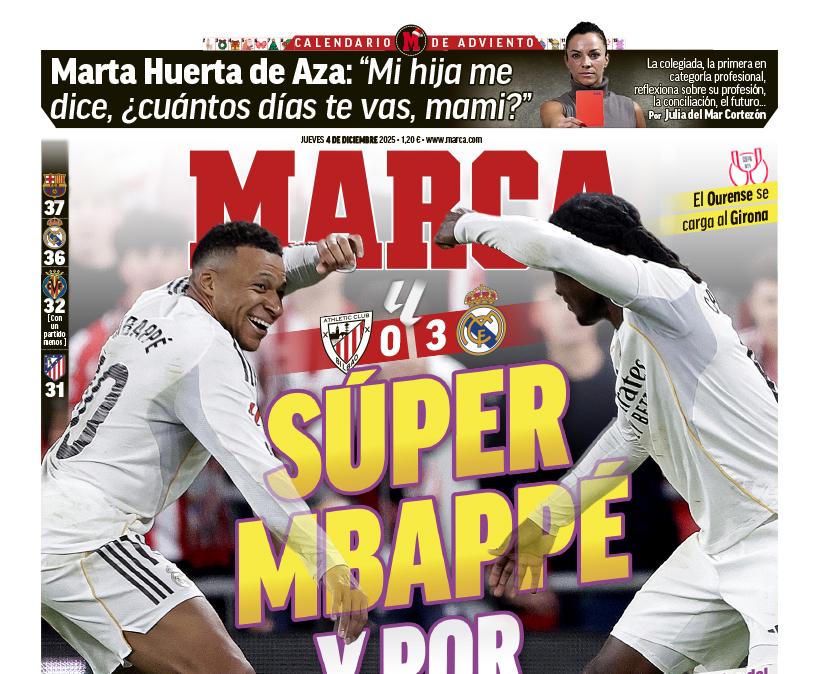 Marca titula: "Súper Mbappé y por fin un buen Madrid"