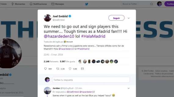 Joel Embiid estalla y pide fichajes para verano, entre ellos el de Hazard