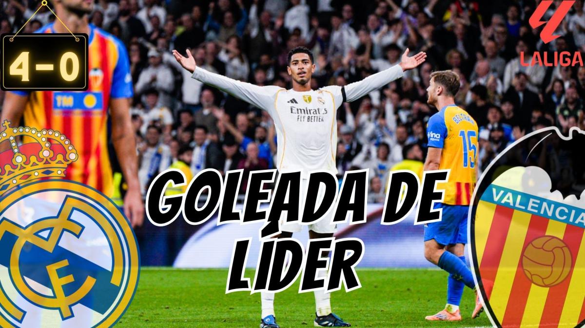 El Real Madrid destroza al Valencia en una goleada de líder