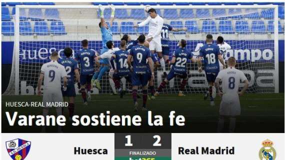 As: "Varane sostiene la fe. Un doblete de francés dio la victoria al Madrid"