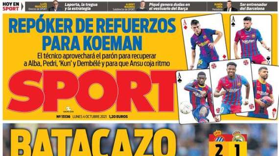 PORTADA | Sport, con la derrota del Real Madrid: "Batacazo blanco"