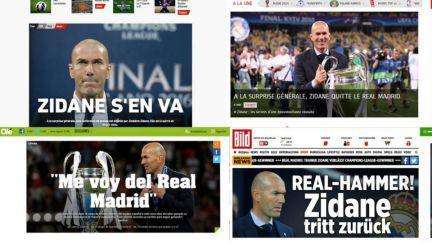 La prensa mundial, en shock por la marcha de Zidane: "¡Martillazo Real!", "Trueno en Madrid"