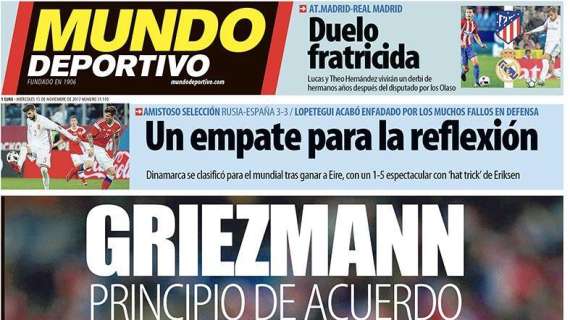 PORTADA - Mundo Deportivo: "Griezmann, principio de acuerdo"