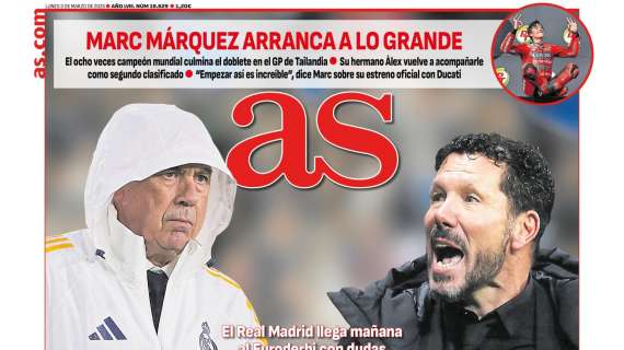 AS lleva en portada el "duelo de contrastes" entre el Real Madrid y el Atleti