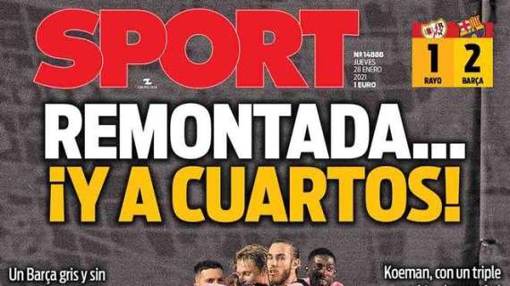 PORTADA - Sport, con la victoria culé: “Remontada... ¡y a cuartos!"